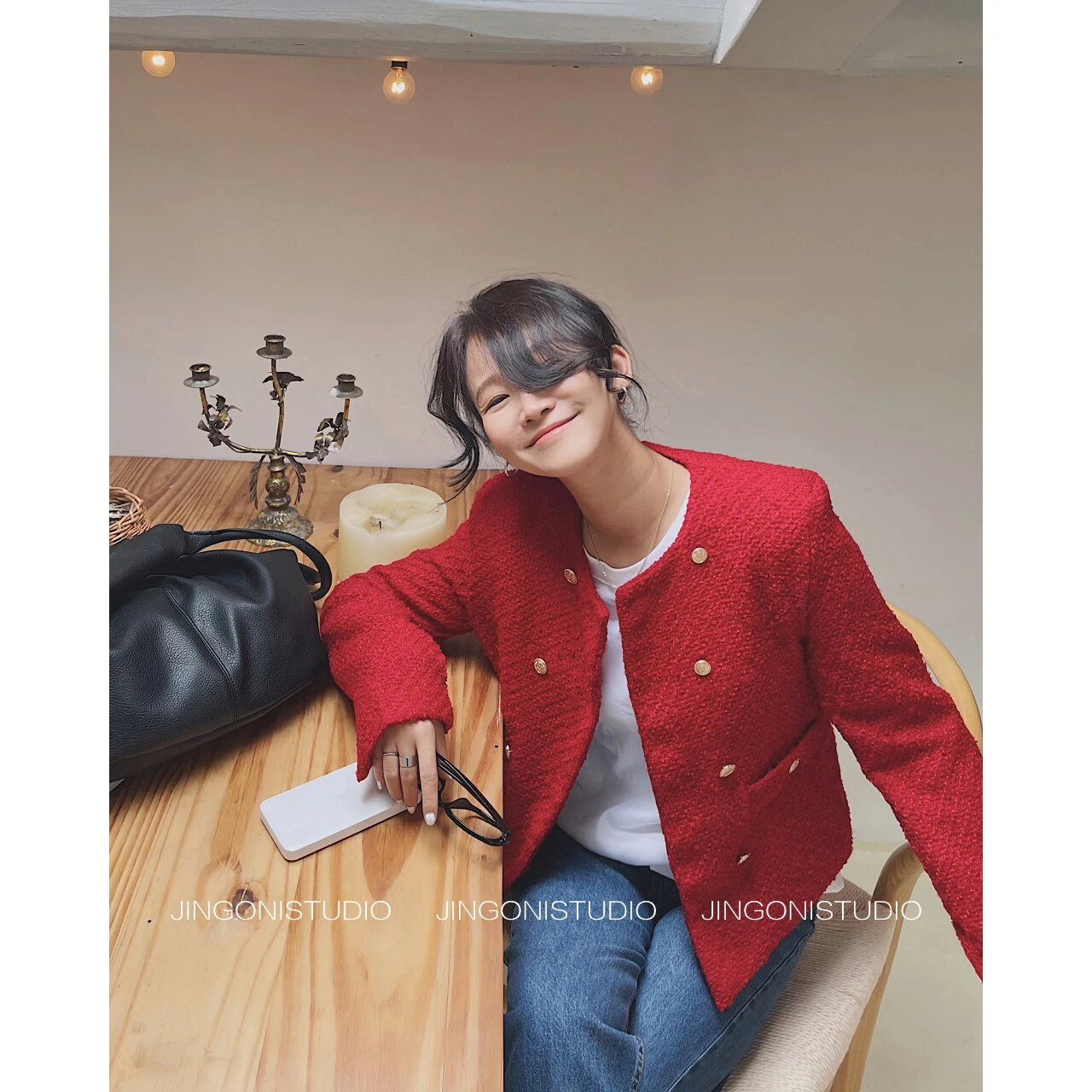 2022 Winter Women Red Trench Coats Woolen Tweed Short Jackets Blazers Raincoat Oem Korean Fashion Y2k Clothes Overcoat Parkas