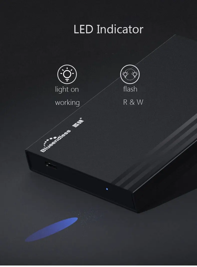 Blueendless Caso HDD 2.5 SATA a USB 3.0 Hard Drive Enclosure per Disco SSD trasporto libero Strumento di Tipo C 3.1 Caso hard Disk esterno