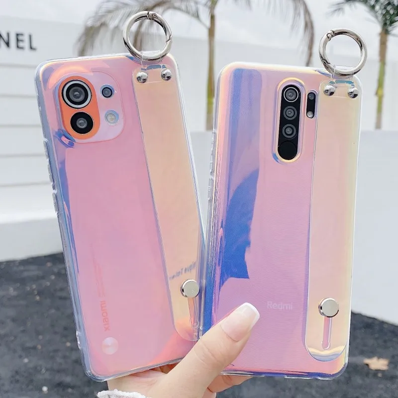 

Dream Color Case For OPPO Realme 8 Pro GT V15 C25 C21 C20 C11 C15 C12 Soft TPU Wrist Strap Cover For OPPO Find X3 Realme 7 Pro