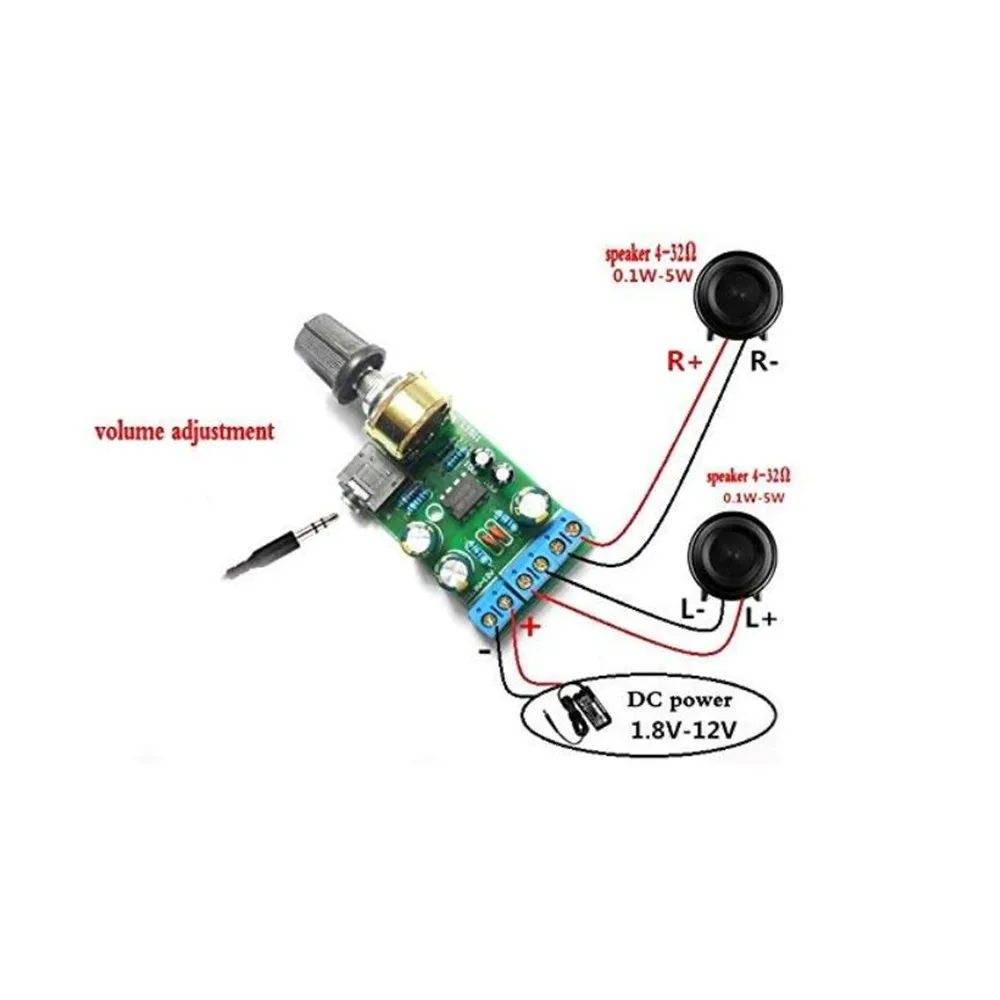 Taidacent Tda2822m Tda2822 2CH Dual Low Voltage Headphone Amp Power Mono Stereo Amplifier Circuit for 1.5w 4ohm Portable Speaker