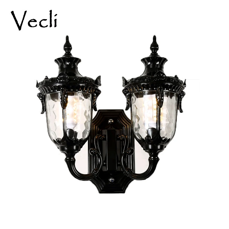 Outdoor waterproof wall lamp double head outdoor lamp European retro villa landscape garden lamp fence