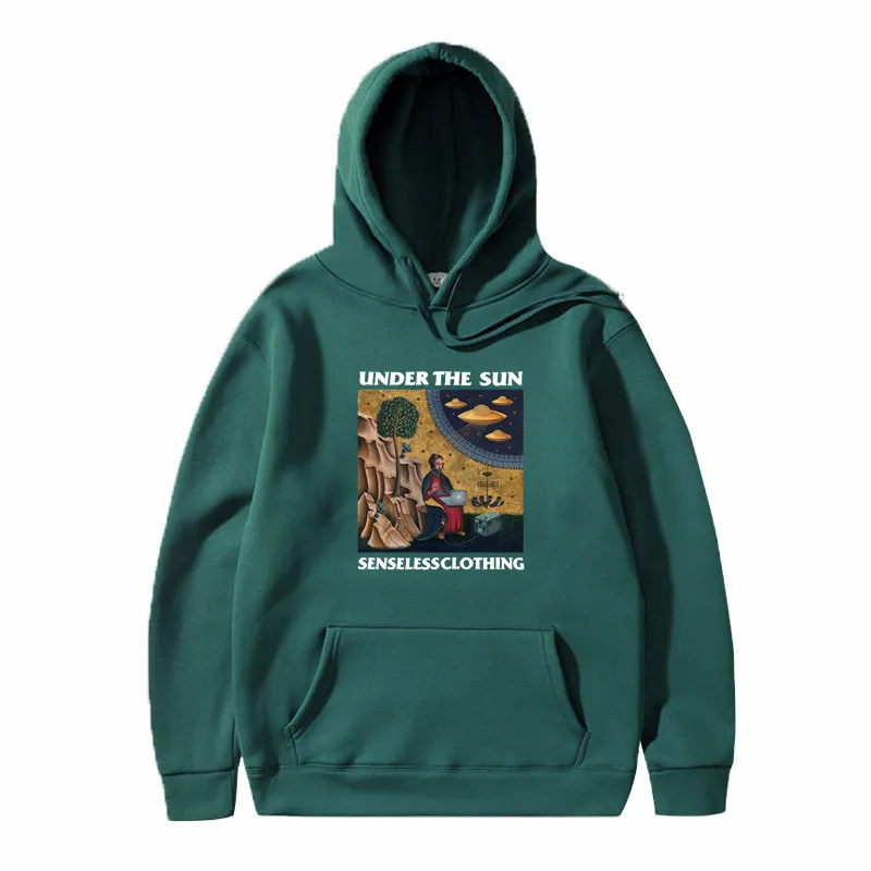 Sudadera con capucha para hombre, prenda de vestir con estampado divertido de Jesús Aliens, UFO, estilo hip hop, casual, hip hop, primavera e invierno, 2020