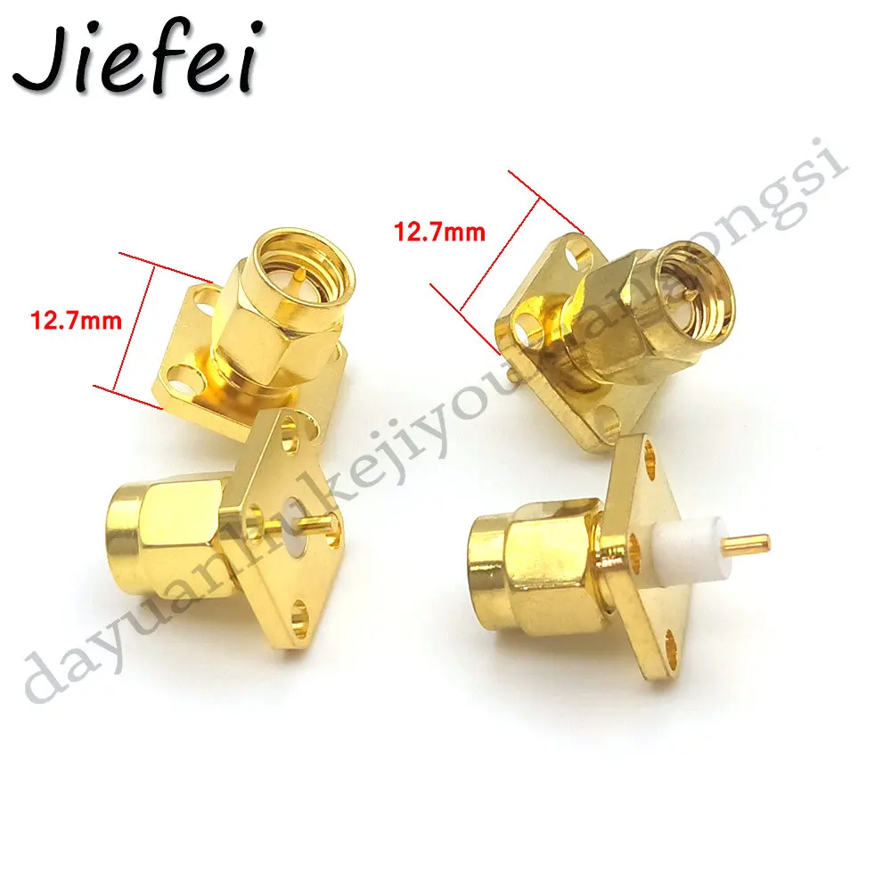 

50-400 Pcs New 2-Type SMA male plug RF Coax Connector solder post Cable 4-hole panel mount Gold plated