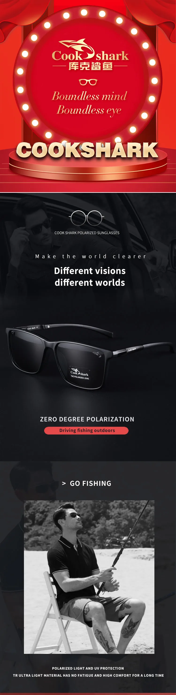 Kochen Shark Polarisierte Sonnenbrille männer Fahren Fahrer Gläser Männer der Trend UV Schutz Sonnenbrille – Detail 1