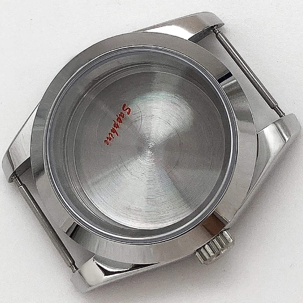 40mm sapphire glass Silver Polished sterile stainless steel case suitable for ETA dg2813 3804 Miyota 8205 8215 movement