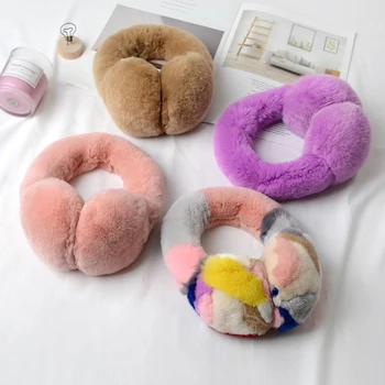 Doğal % 100% Rex tavşan kürk Earmuffs kadın moda erkekler sıcak rusya kış gerçek kürk Earmuffs çocuk kulak koruyucu kürk kulak tıkacı kız