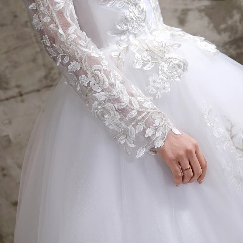 XXN-112 # Robe de mariée, articles bon marché, avec manches longues, robe de bal à lacets, personnalisée, grande taille, vente en gros, musulmane, nouveauté 2024