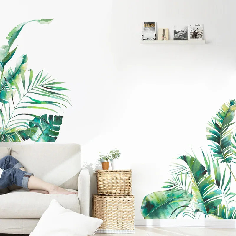 

Tropical Vegetation Series Wall Sticker Bedroom Living Room Home Decoration Mural Sofa Background Wallpaper Green Stickers