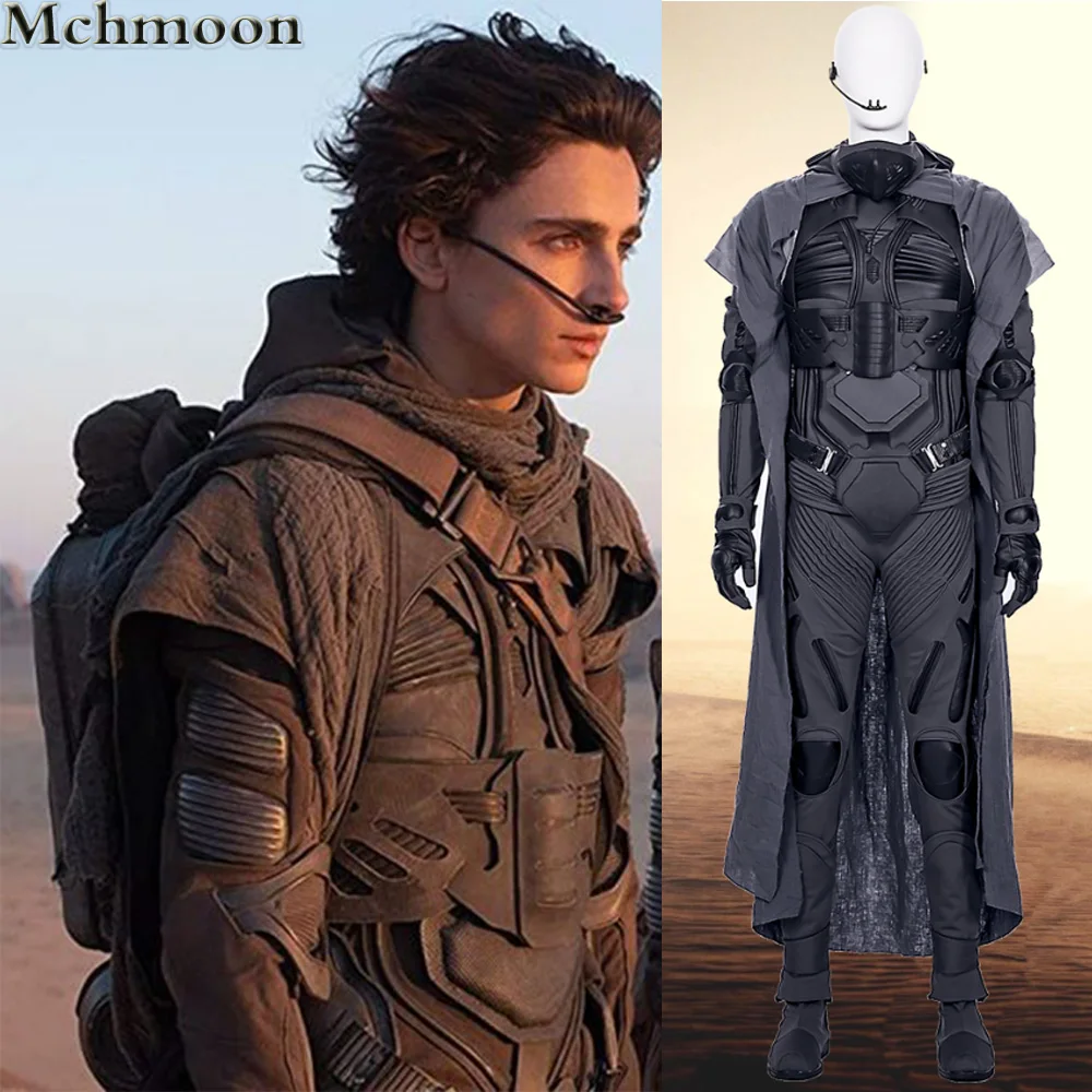 Arrakis Aka Dune disfraz de Cosplay de Fremen Stillsuit Paul Atreides, traje de armadura con chaleco, mono, máscara de capa, traje de Halloween