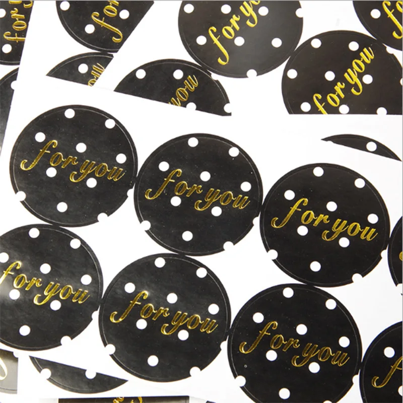 100 stücke Schwarz Runde Dot für Sie Kuchen Verpackung Abdichtung Label Kraft Aufkleber Backen DIY Geschenk Aufkleber – Detail 1