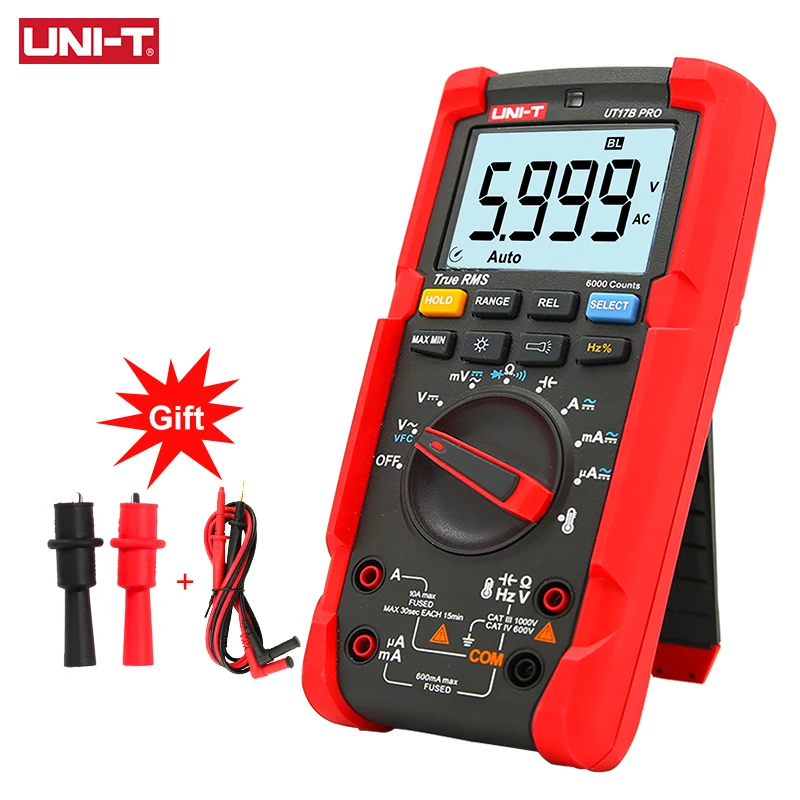 UNI-T UT15B UT17B UT18B Pro 1000V Digital True RMS Multimeter Handheld  AC DC Voltage Tester Frequency Capacitance  Meter