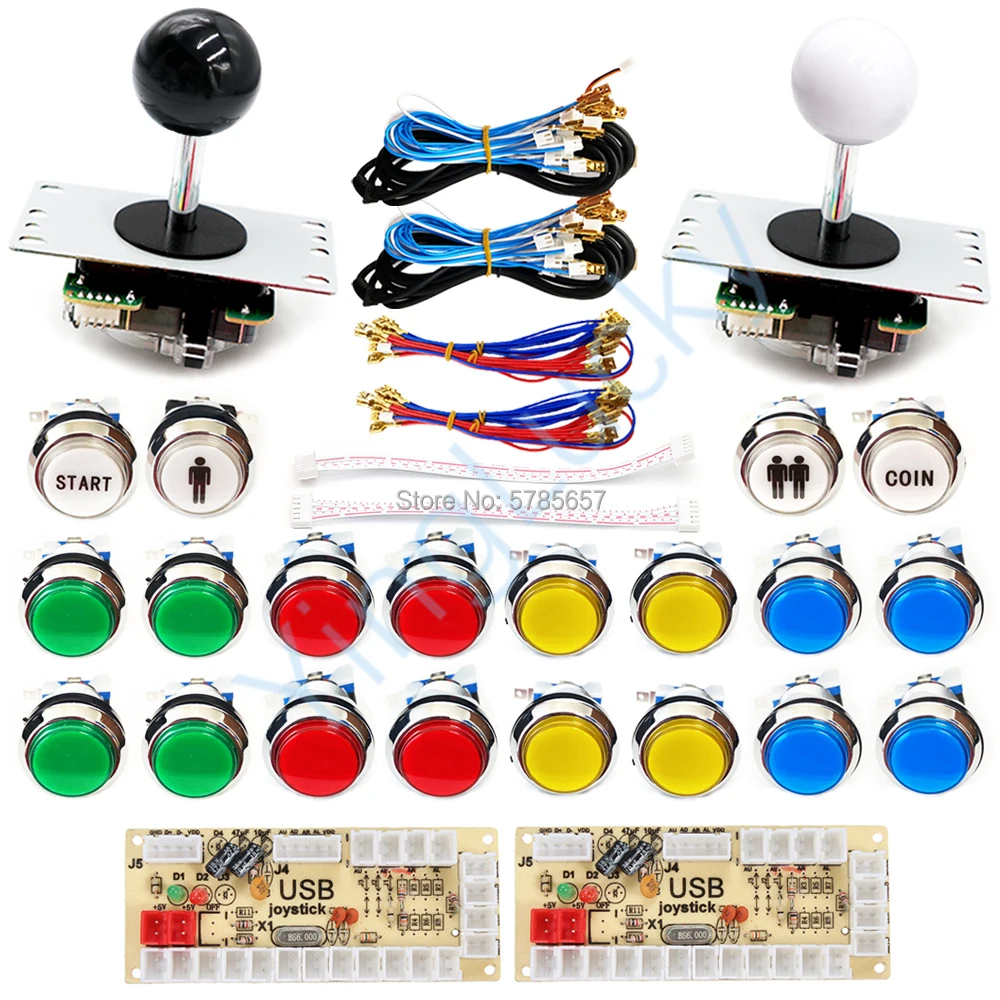 

Arcade kit with USB zero delay, arcade joystick, 5V, Chrome, for arcade machine, Raspberry Pi, PS2, PC