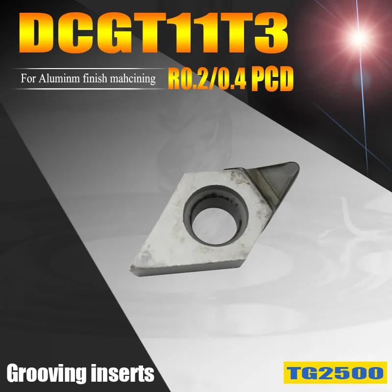 

DCGT11T302 PCD diamond inserts CCGT11T304 lathe tools external turning cutter inserts for Aluminum,copper,Zinc alloy finishing