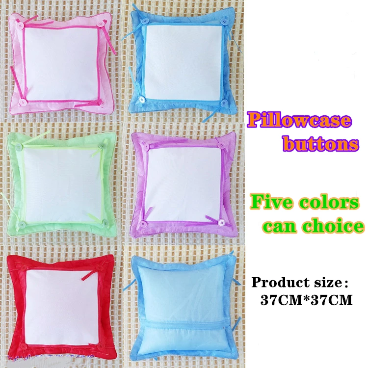 10pcs/lot Free Shipping Blank sublimation button pillowcase sublimation ink transfer DIY gift wholesale 37*37CM