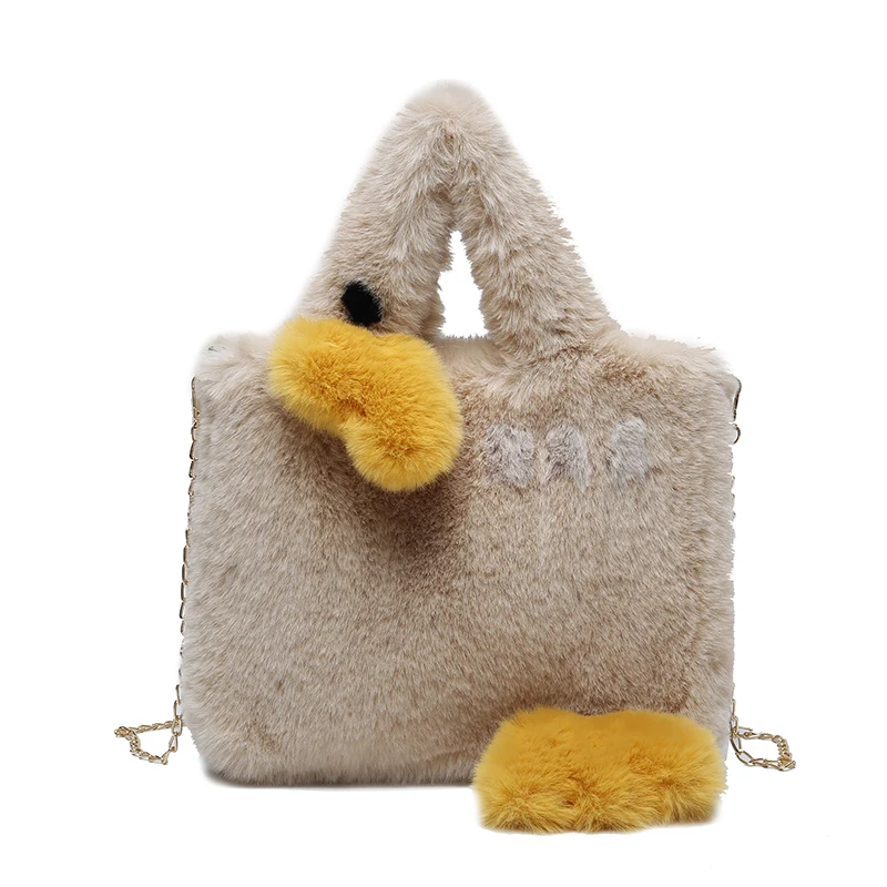 INS Plush Tote Bags Luxury Designer Handbag Furry Bag Chain Fur Shoulder Bags For Women Soft Fluffy Bag New Winter Messenger Bag