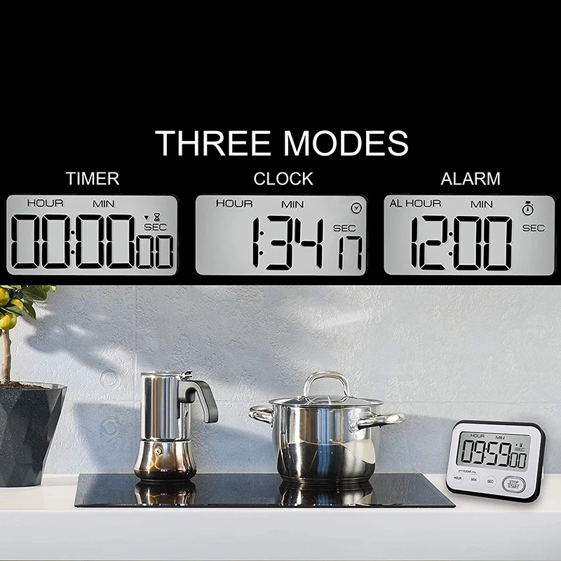 Digital Kitchen Countdown Timer: Teachers Classroom Counter Large LCD Loud netic Clip Kids Simple Clock Mini Small Stopwatch