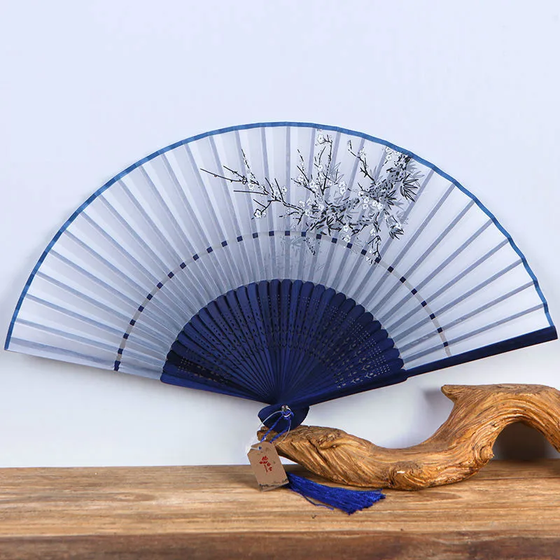 Ventilador Summer Silk Fans Classical Hanfu Bambou Hand Fan Portable Exquisite Bamboo Gift Folding Fan Abanicos Para Boda