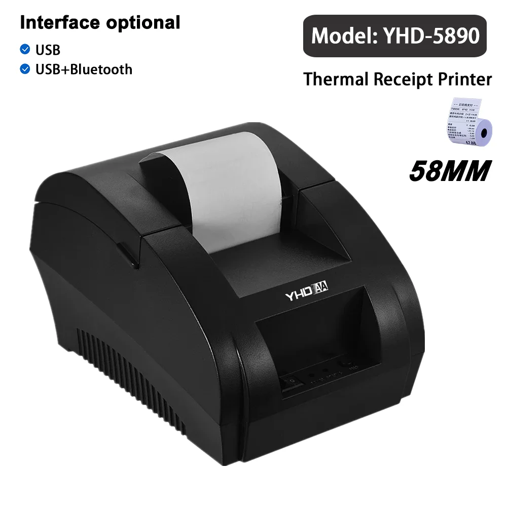 

Light and Smart 58mm Desktop Thermal Receipt Printer for Resturant Shop Store POS Bill Check Out