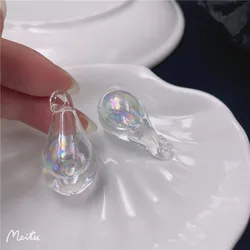 Min order 12pcs/lot AB color print water core geometry water drop shape glass balls beads diy jewelry earring/garment accessory