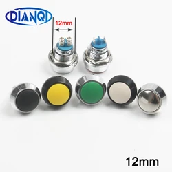 12mm waterproof Momentary 1NO domed push button switch pin/screw terminal reset button Alumina black button on-off micro switch