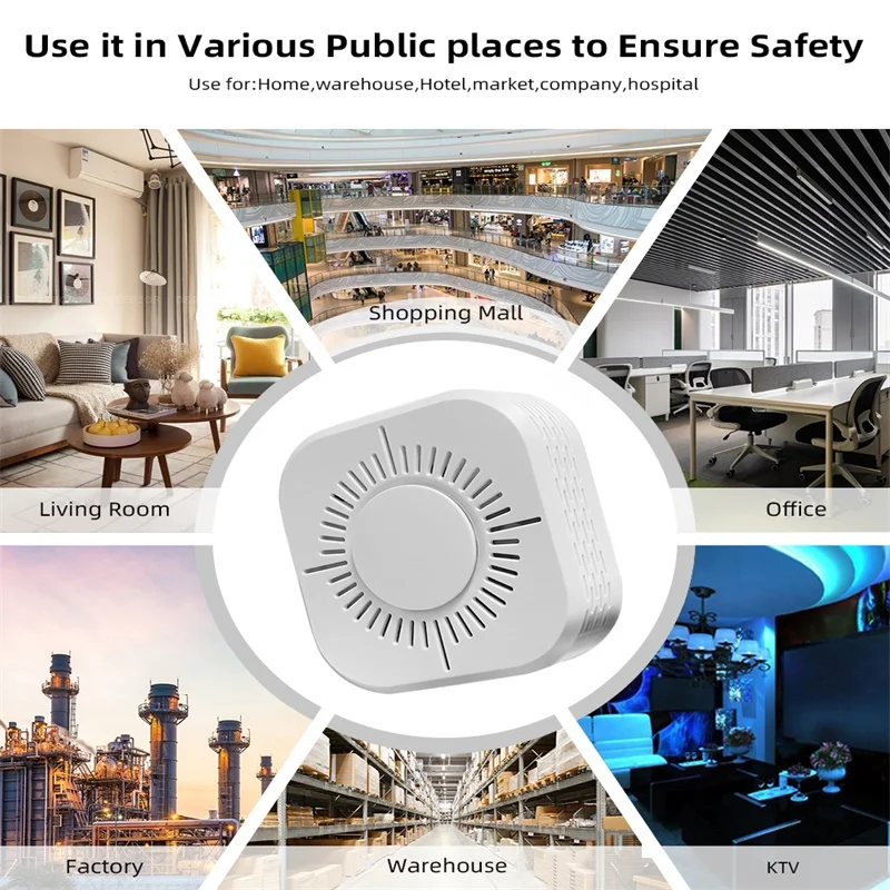 Imagem -04 - Tuya Inteligente Wifi Detector de Fumaça Segurança Segura Sensor de Alarme de Fumaça Proteção contra Incêndio sem Necessidade de Hub Controle Remoto por Alexa Casa do Google