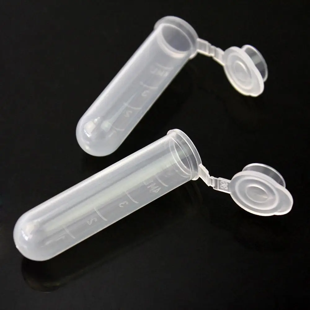 50Pcs/Pack 5 ml Centrifuge Test Tube Clear Plastic Tube Empty Sample Storage Container Round Bottom EP tube With Scale