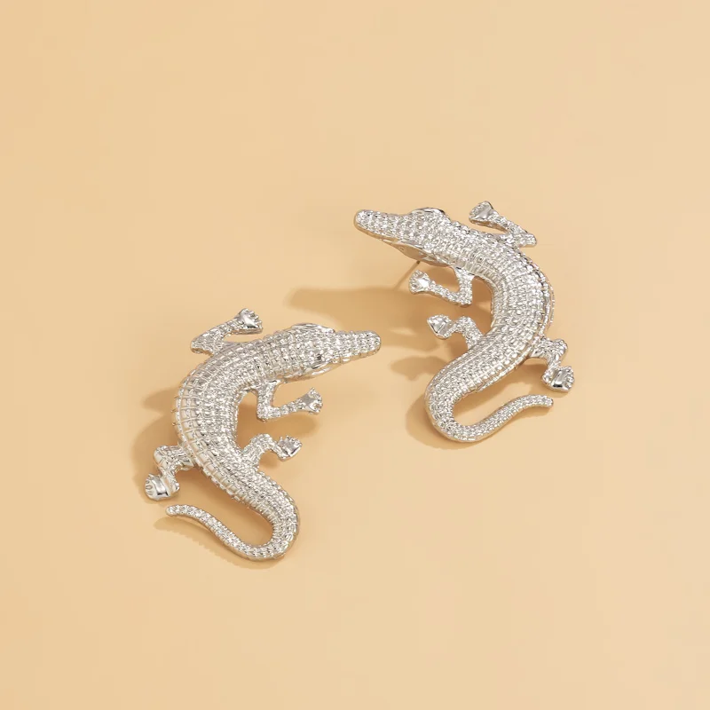 Trendy Jewelry Exaggerated Crocodile Earrings 2021 New Design Hip Hop Metal Drop Earrings For Women Fine Accessories