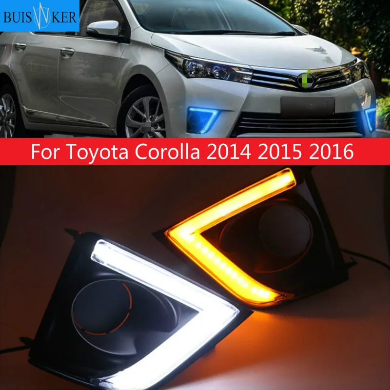 

12V Daytime Running Light For Toyota Corolla 2014 2015 2016 Turn Signal ABS DRL Fog Lamp Decoration Car Accessories