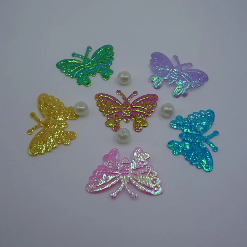 

Hot Sale 1000pcs/lot 3.8CM Resin Butterfly Hair Flowers For Headband Fabric Flowers For Craft Hair Accessories LSFB086