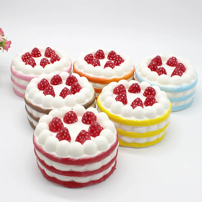 

New slow rebound toy beautiful Squishy anti-stress strawberry mini cake, slow rebound ice cream bite a bite pu simulation rainbo