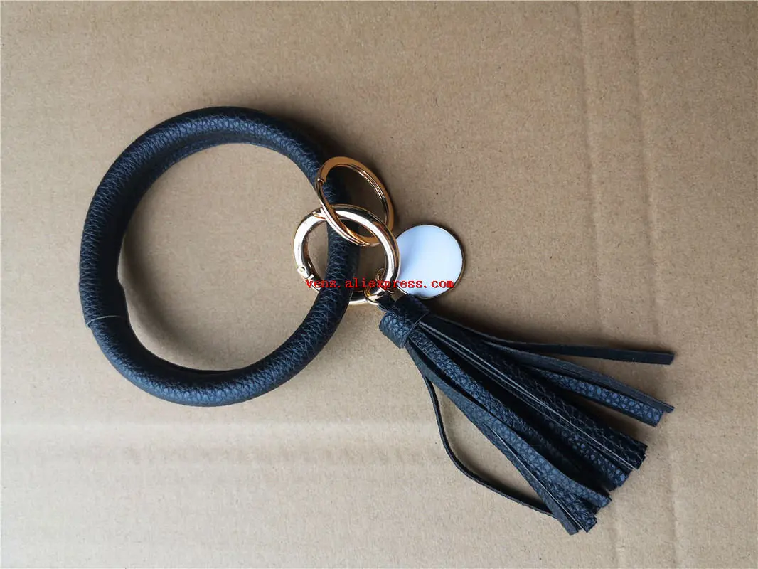 

sublimation blank long tassels pu leather bracelet bangles key chain hot transfer printing blank consumables 8pcs/lot