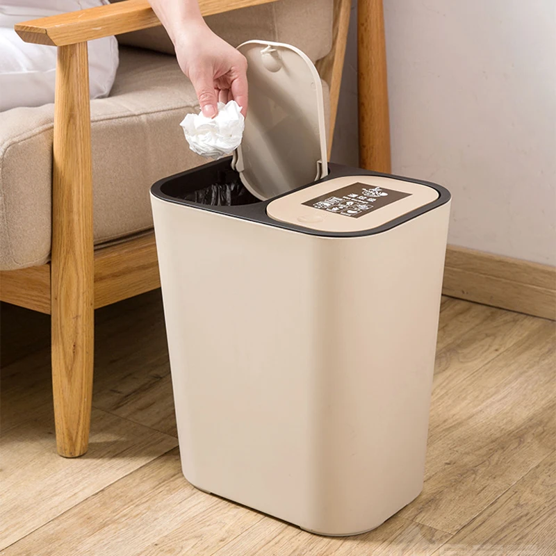 Double barrel classification trash can Dry and wet separation garbage can living room kitchen bathroom large trash bin mx9151040