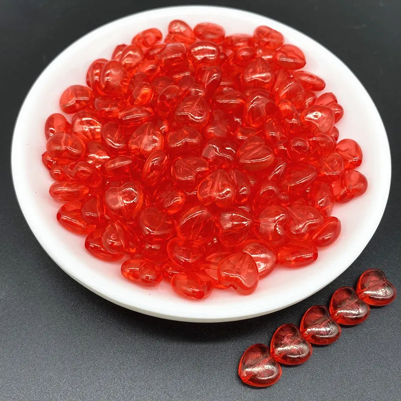 50 pz/lotto 10mm trasparente a forma di cuore acrilico perline distanziatore sciolto perline creazione di gioielli braccialetto orecchino pendente