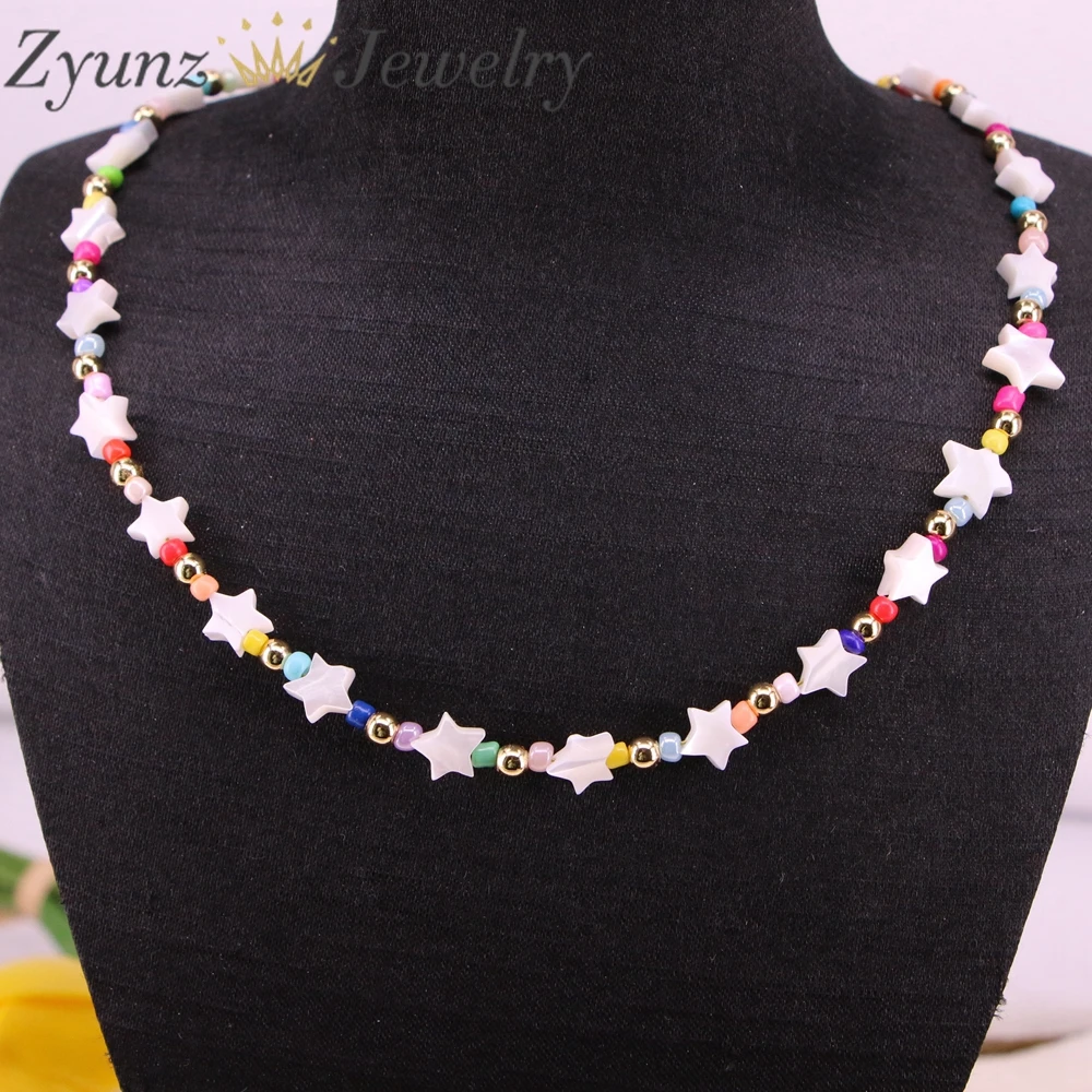 

5PCS, Nature Shell Star Beads Choker Necklace Color Beads Bohemia Charm Jewelry Gifts For Girl Woman