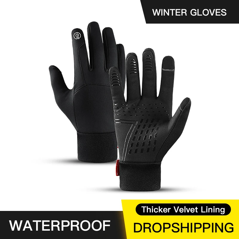 Dropshipping Winter Outdoor Sports Running Glove Warm Touch Screen Gym Fitness Full Finger Gloves For Men Women Knitte Gloves