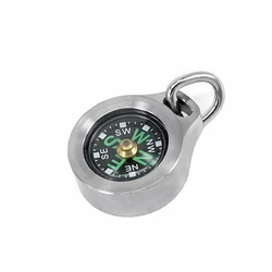 Titanium Alloy/Copper Luminous Waterproof Compass Pendant Outdoor Mini Compass Keychain Necklace With Stainless Steel Bead Chain