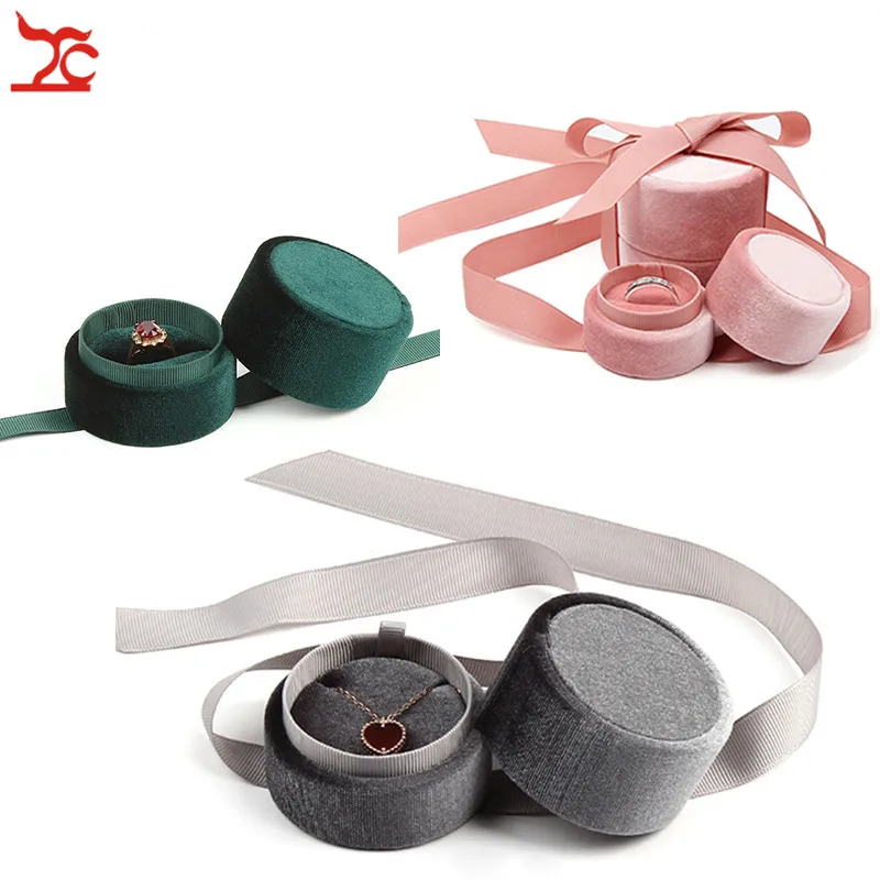 

Quality Korea Style Pink Grey Green Color Ribbon Bowknot Ring Earring Pendant Present Packing Jewelry Gift Box 5.8(D)*5.3cm 1PC