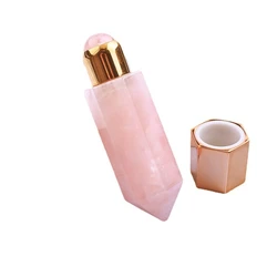 Rose Quarz Roller Ball Flaschen für Ätherisches Öl Parfums 8ml Healing Kristall Zauberstab Wies Faceted Prisma Bar Reiki Chakra