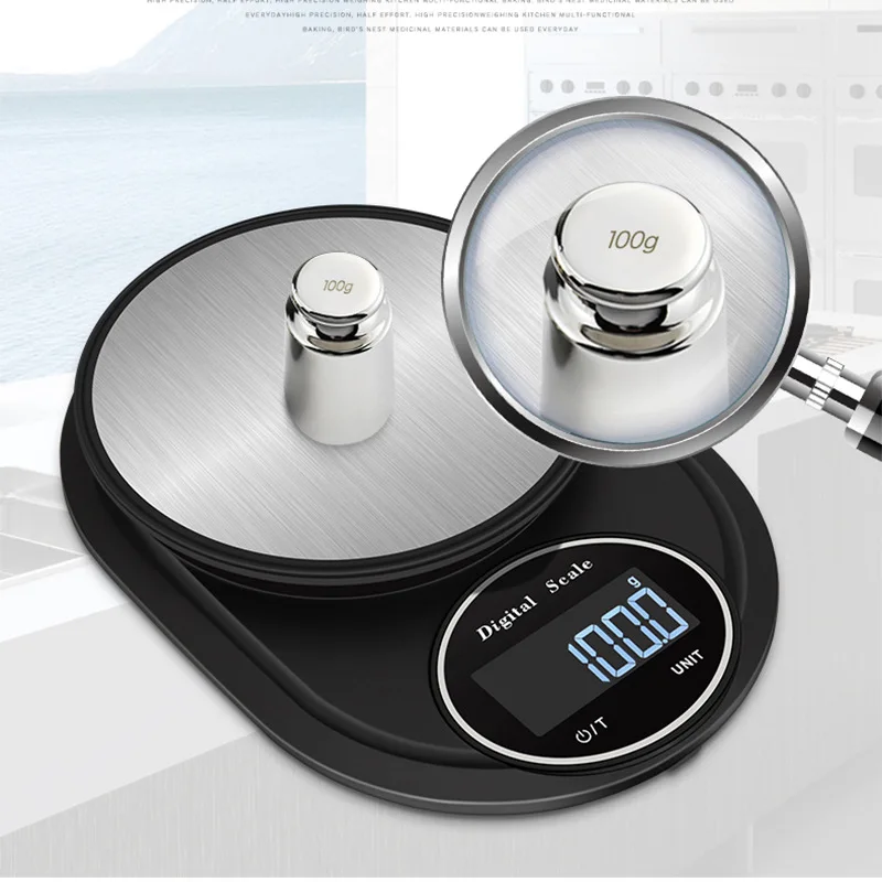 Stainless Steel 5kg Platform Scale Two Precision 0.1g 1g Kitchen 10kg Electronic Baking Gram Food Multiple Units