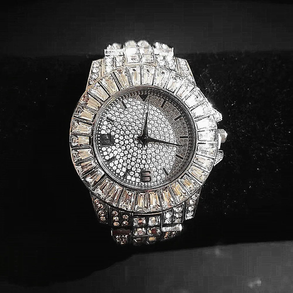 Watches for Men Women Luxury Hiphop Full Iced Out Watches Hip Hop Ropper Gold Rhinestone Quartz Wristwatch Relojes Para Mujer