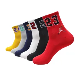 Men Cotton Sport Socks Autumn Winter Fashion Designer Basketball Socks Men's And Male Solid Color Soccer Cycling Tube Socks