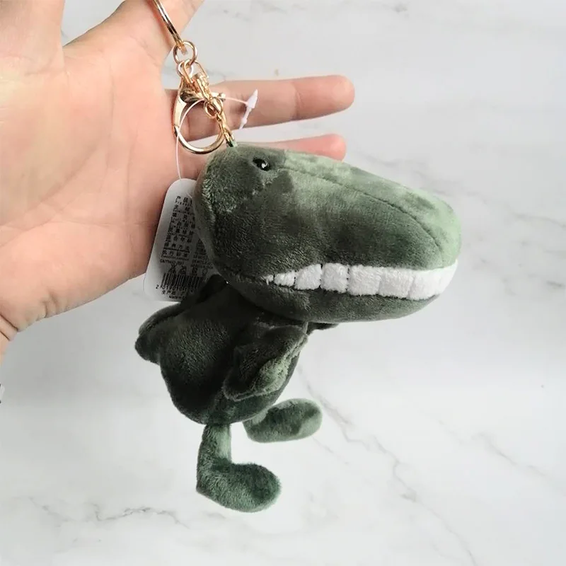 Naughty cute15cm plush dinosaur Fang Favorite cool Keychain bag decoration soft good quality christmas festival gift kid friend