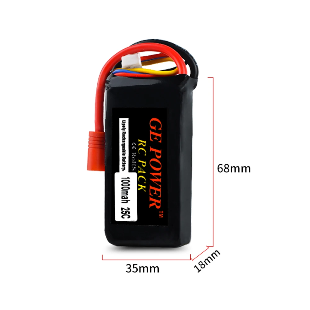 GE power 11.1v 1000mah 25C Li-po Battery With 3.5MM Banana Plug for Walkera Master CP RC Helicopter Spare Parts 3S RC Battery