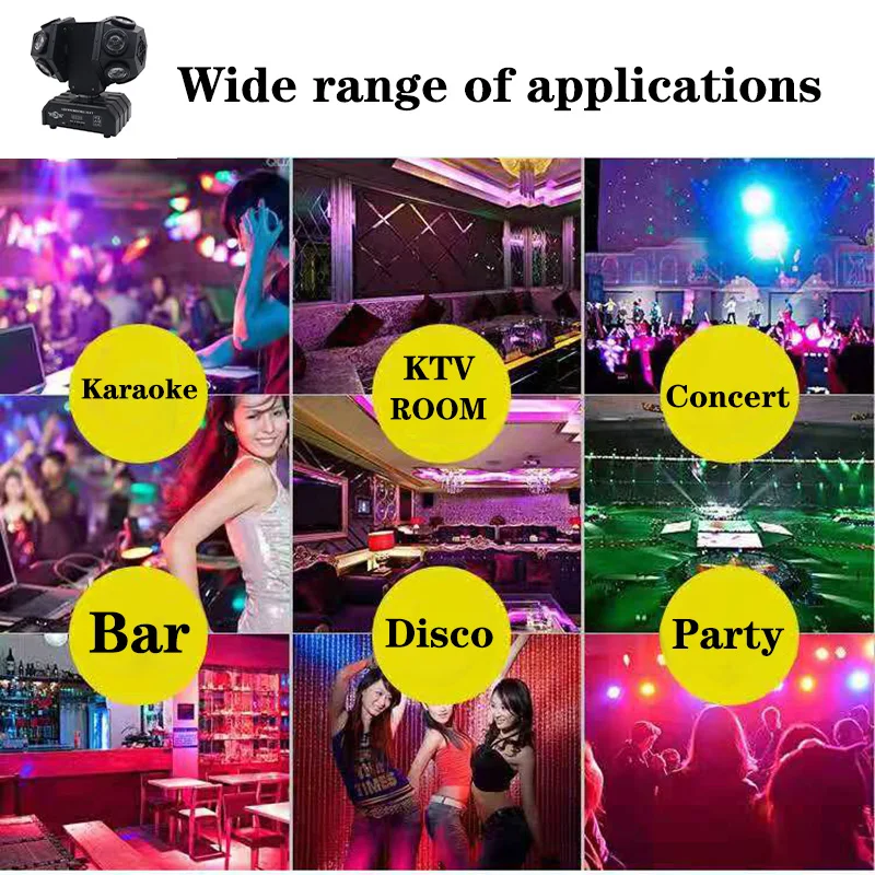 120W New LED RGBW Moving Head Light Beam Spot Rotating DMX Control Dj Dico Stage Lights Effect Laser Projector for Party Bar