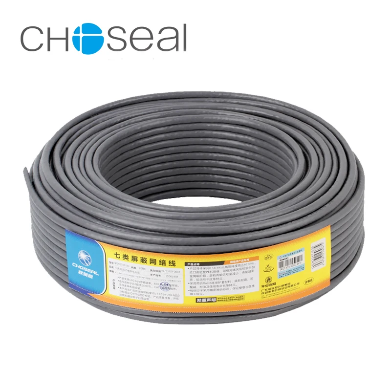 Choseal QS6172A Cat7 Ethernet Cable 10 Gigabit Double Shielding Cat 7 Pure Oxygen-free Copper Core Cable 50M/100M