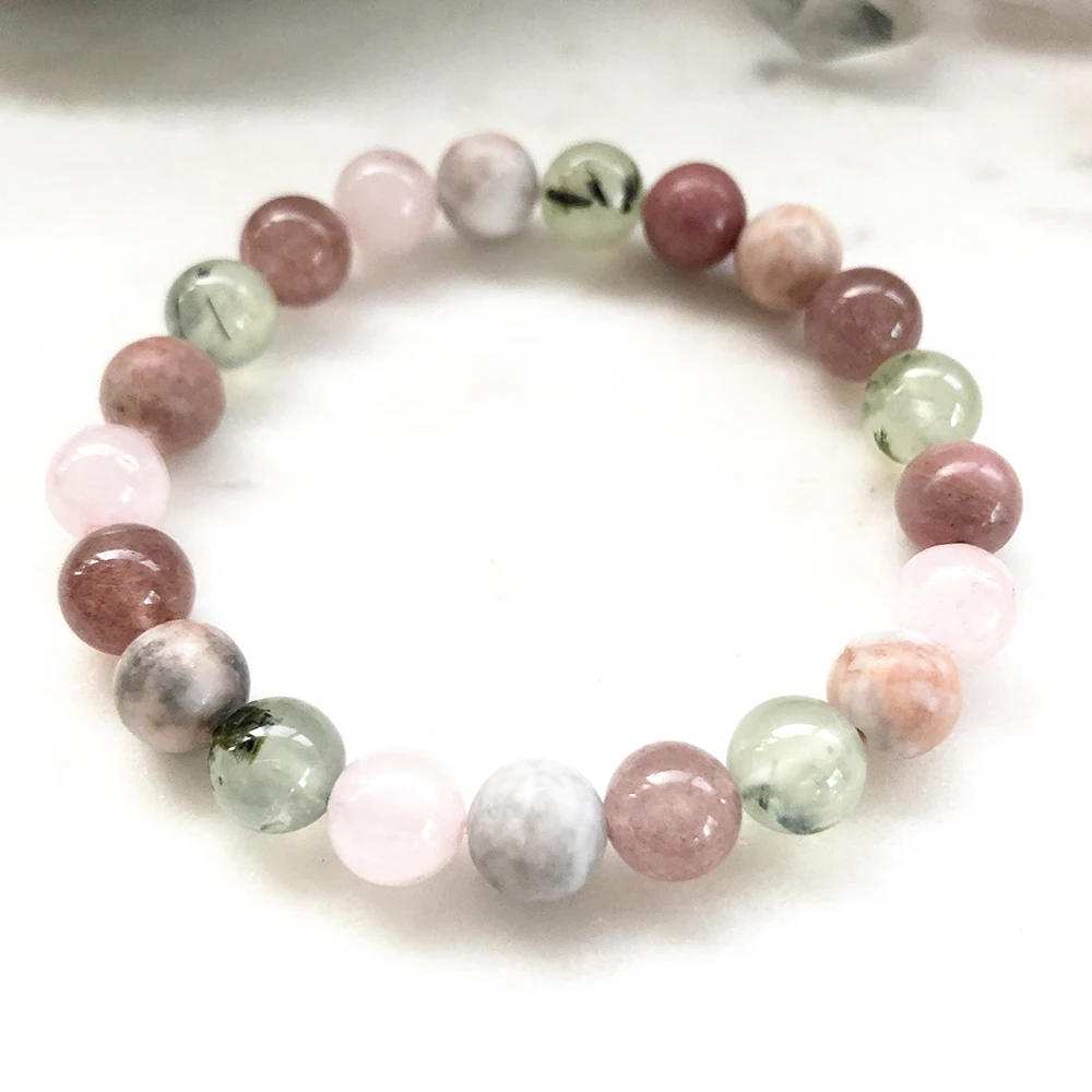 MG0875 8 mm Gemstone Mixed Fertility Bracelet Handmade Crystal Beaded Mala Bracelet Fertility and Conception Support Jewelry