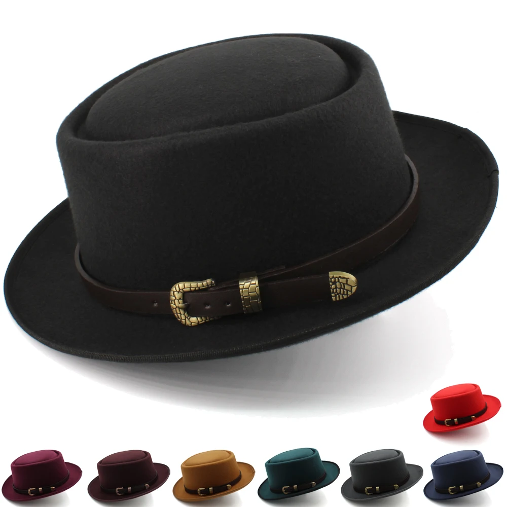 Men Women Pork Pie Hats Fedora Caps Trilby Sunhat Classical Retro Jazz Party Outdoor Travel Street Style Size US 7 1/4 UK L