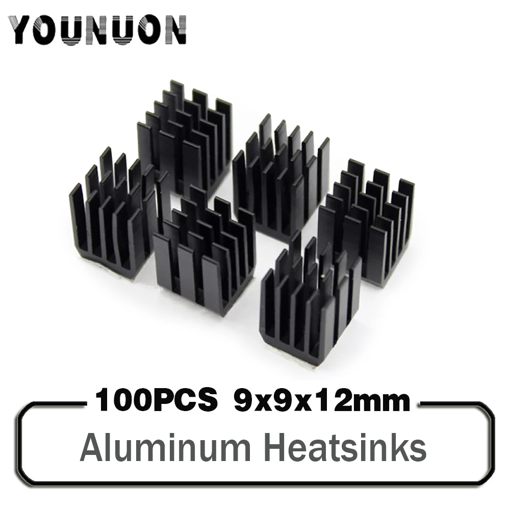 

100PCS YOUNUON Heatsinks 9 x 9 x 12mm Cooler Heat Sink Aluminum Mini IC Chipset Cooling with 9448A 3M Tape