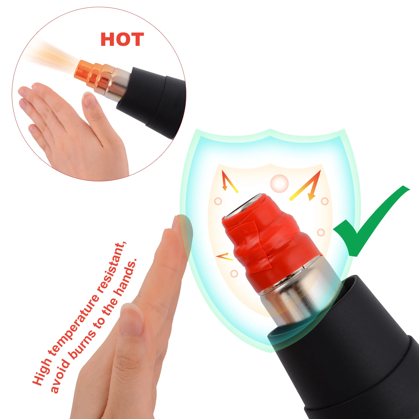 FOSHIO 100cm Hot Air Gun Protective Tape Heat Resistant Anti-Electric Waterproof Silicone Tape for Industry Car Vinyl Wrap Tools