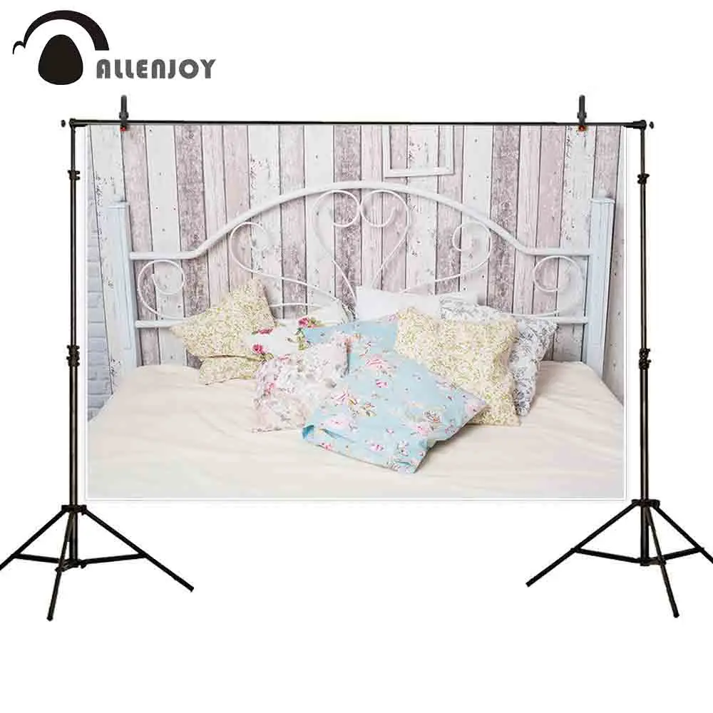 Allenjoy photography background white iron vintage bedroom wood backdrop photocall photo shoot props studio decoration